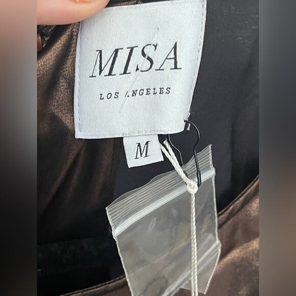 MISA Los Angeles Sophia Metallic Bronze Jumpsuit Size M - Picture 11 of 12